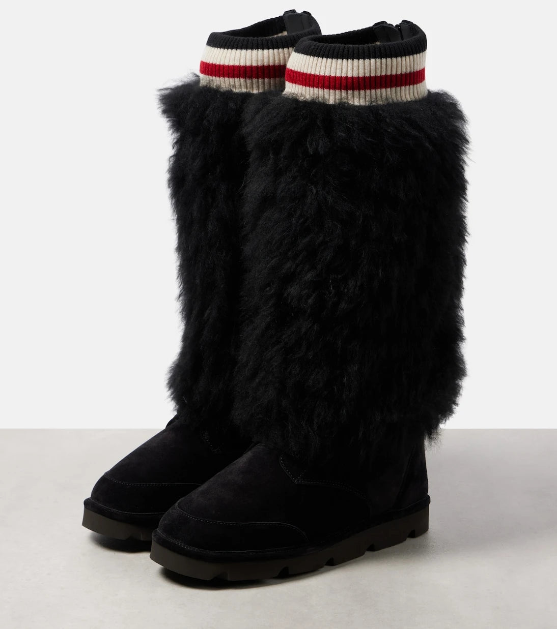 Brunello Cucinelli - Mountain shearling-trimmed suede knee-high boots