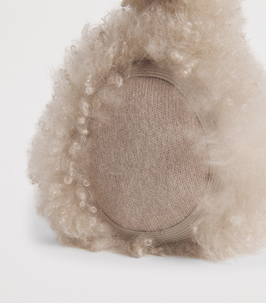 Yves Salomon Beige Lamb Shearling Earmuffs