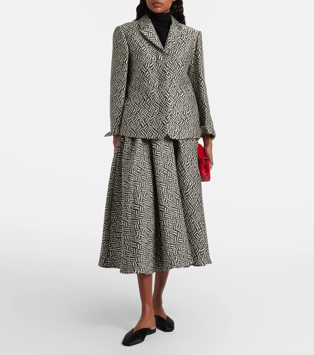 'S Max Mara - تنورة ميدي "بيرل" من الجاكار القطني المخلوط