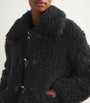 Maje Black Faux-Shearling Cropped Jacket