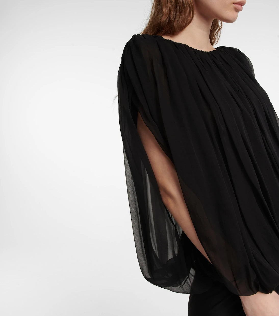 Rick Owens - Gathered silk chiffon top
