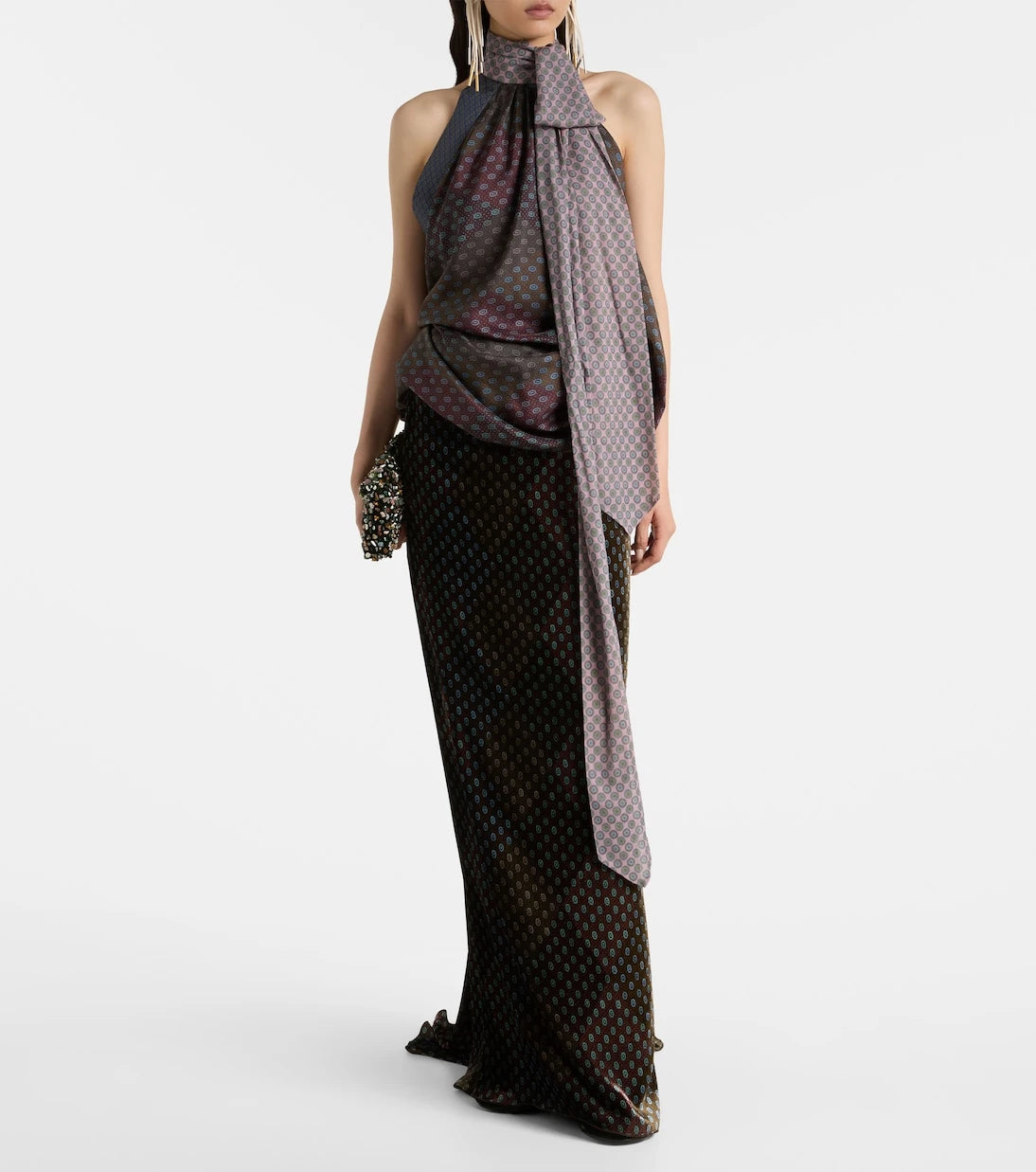 Dries Van Noten - Printed halterneck silk top