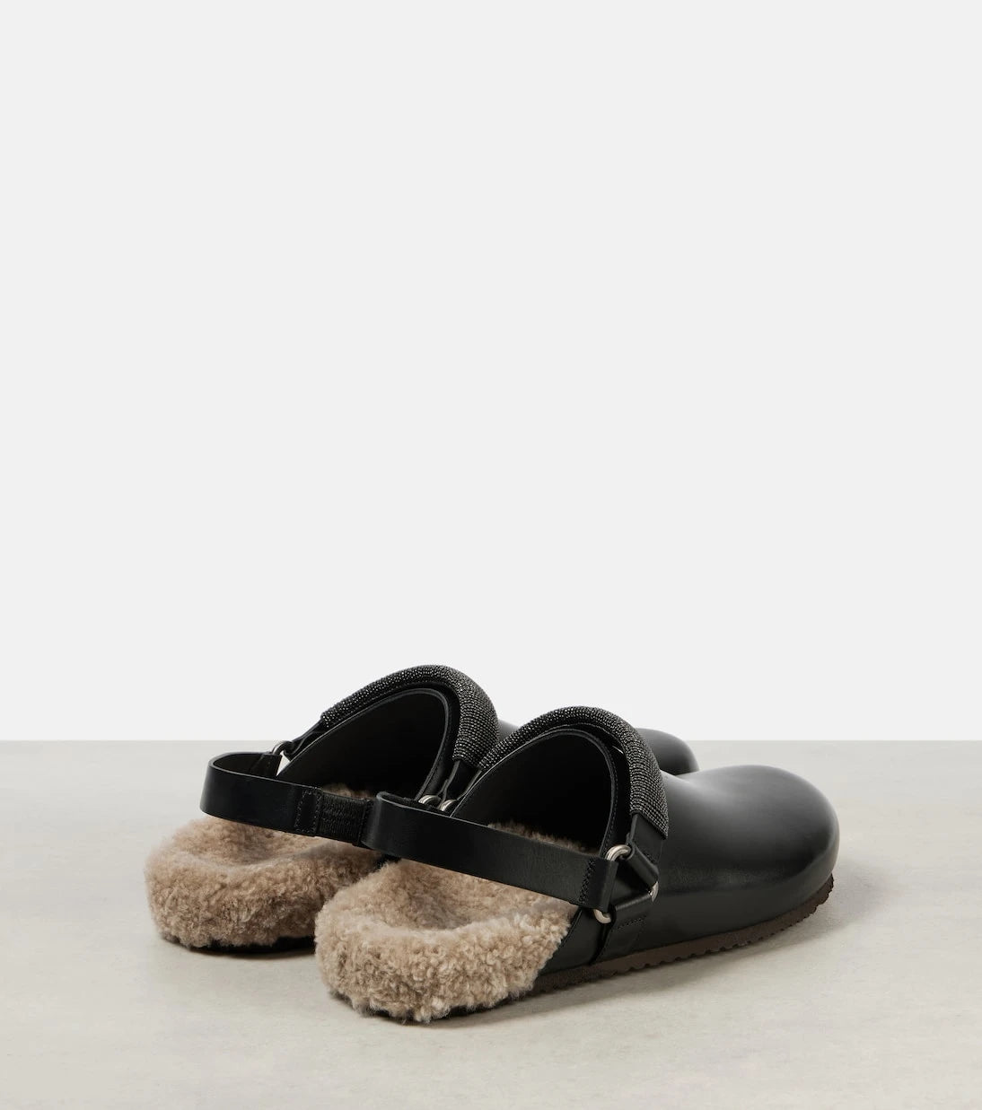 Brunello Cucinelli - Monili shearling-lined leather clogs