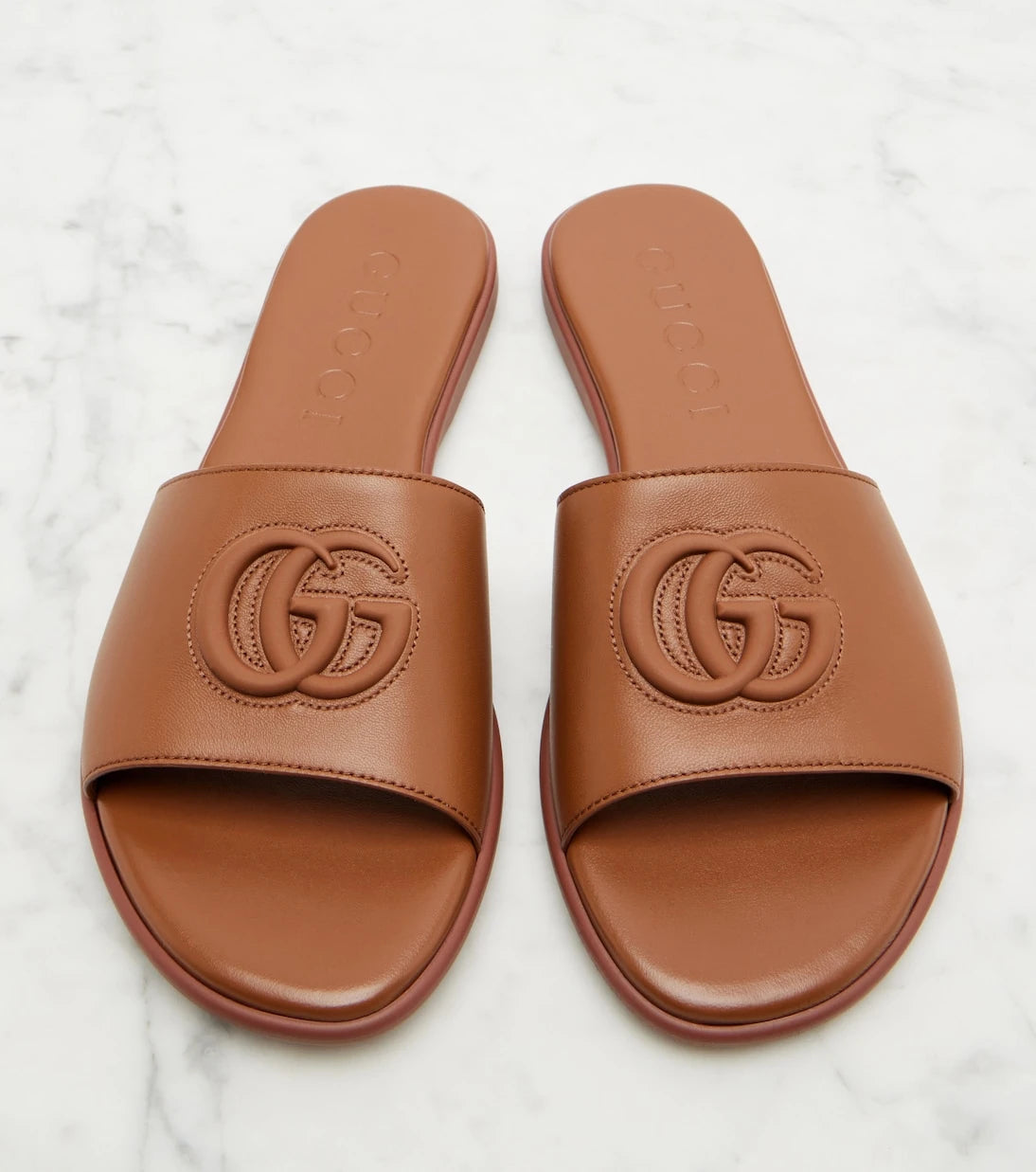 Gucci - Double G leather slides