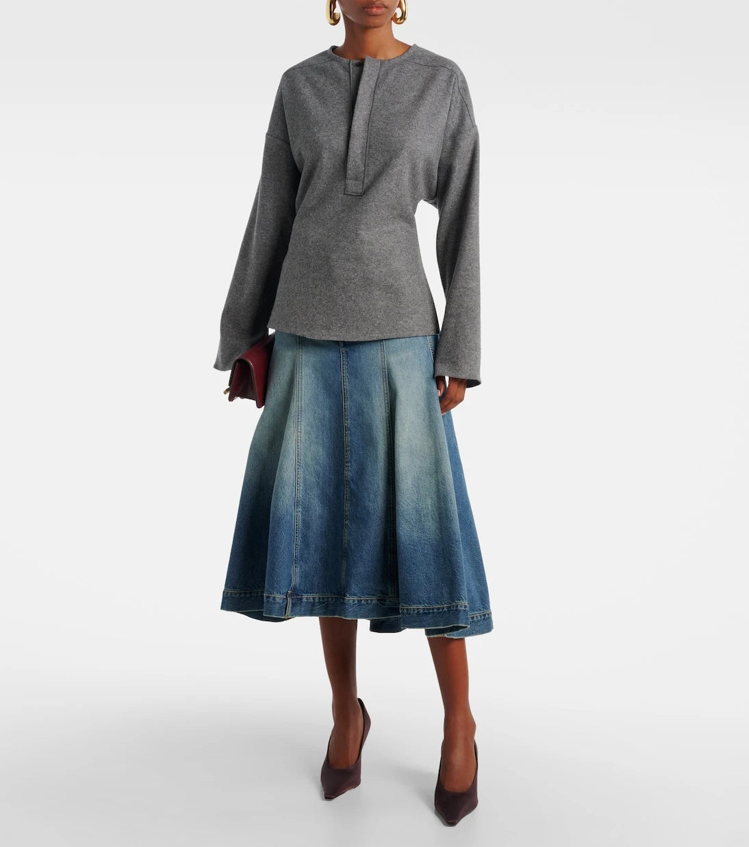 Victoria Beckham - Denim midi skirt