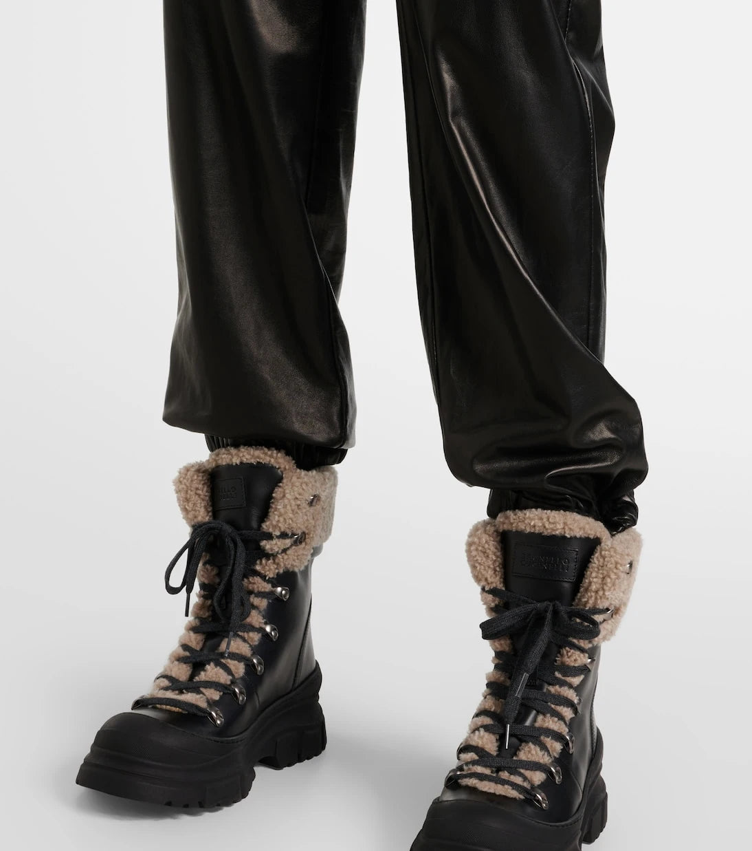 Brunello Cucinelli - Leather straight pants