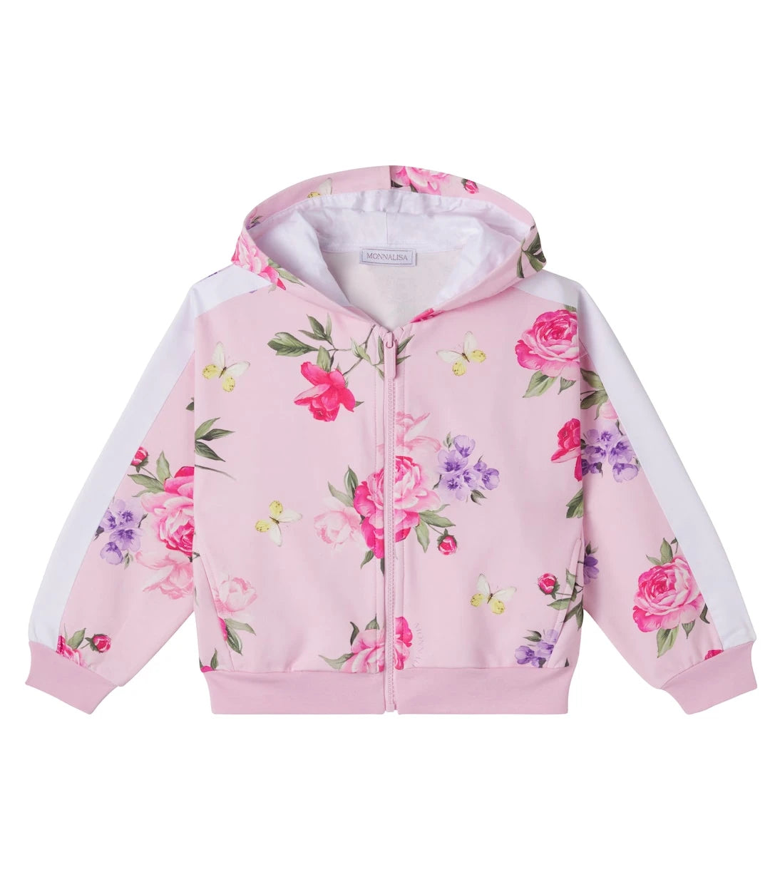 Monnalisa - Floral cotton-blend zip-up hoodie