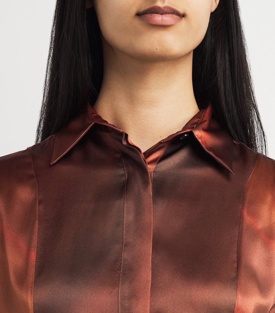 Kiton Multi Silk Maxi Shirt Dress