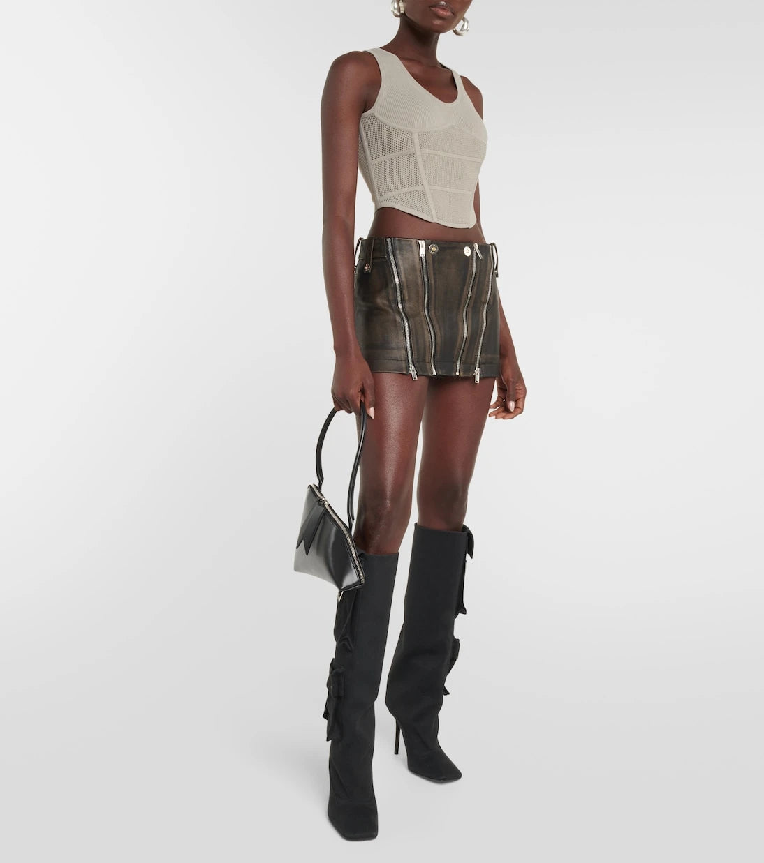 Dion Lee - Cropped ribbed-knit bustier