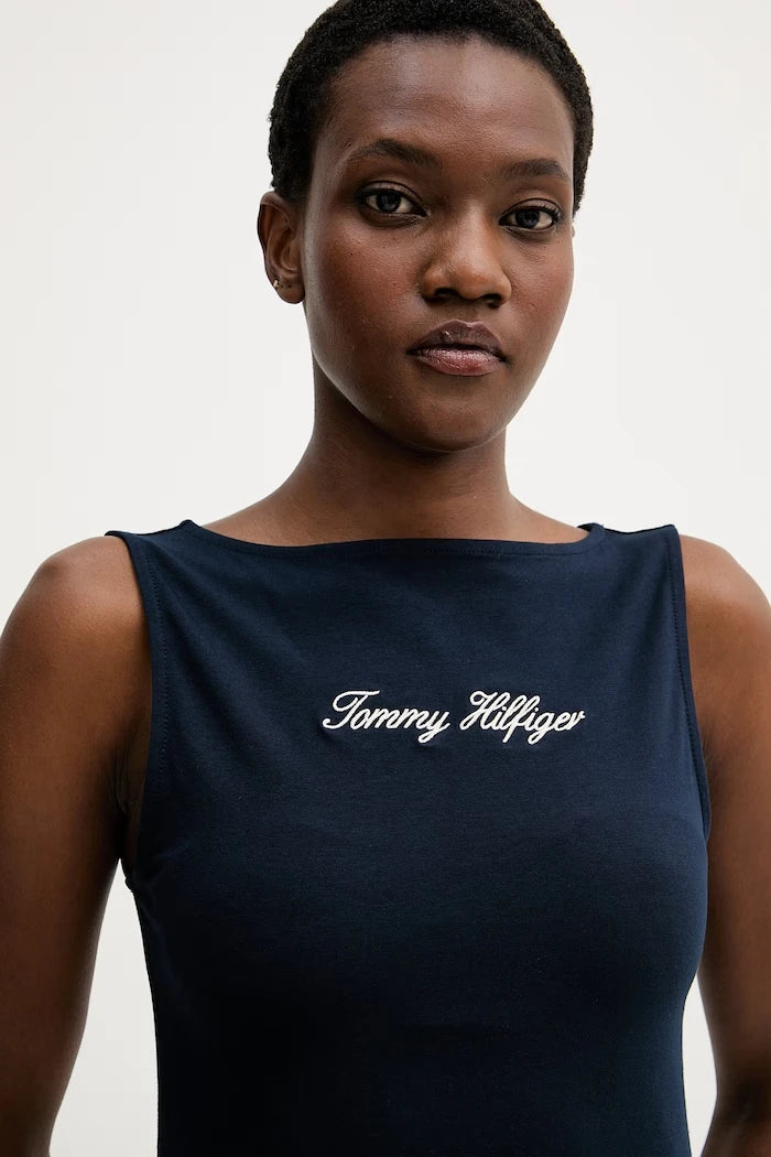 Tommy Hilfiger pamuklu ve elastanlı kadın üst