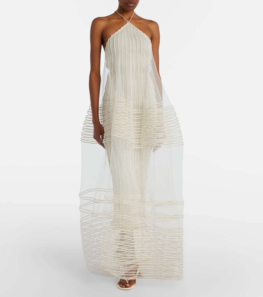 Jacquemus - Epi halterneck tulle maxi dress