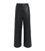 Black Lambskin Wide-Leg Trousers