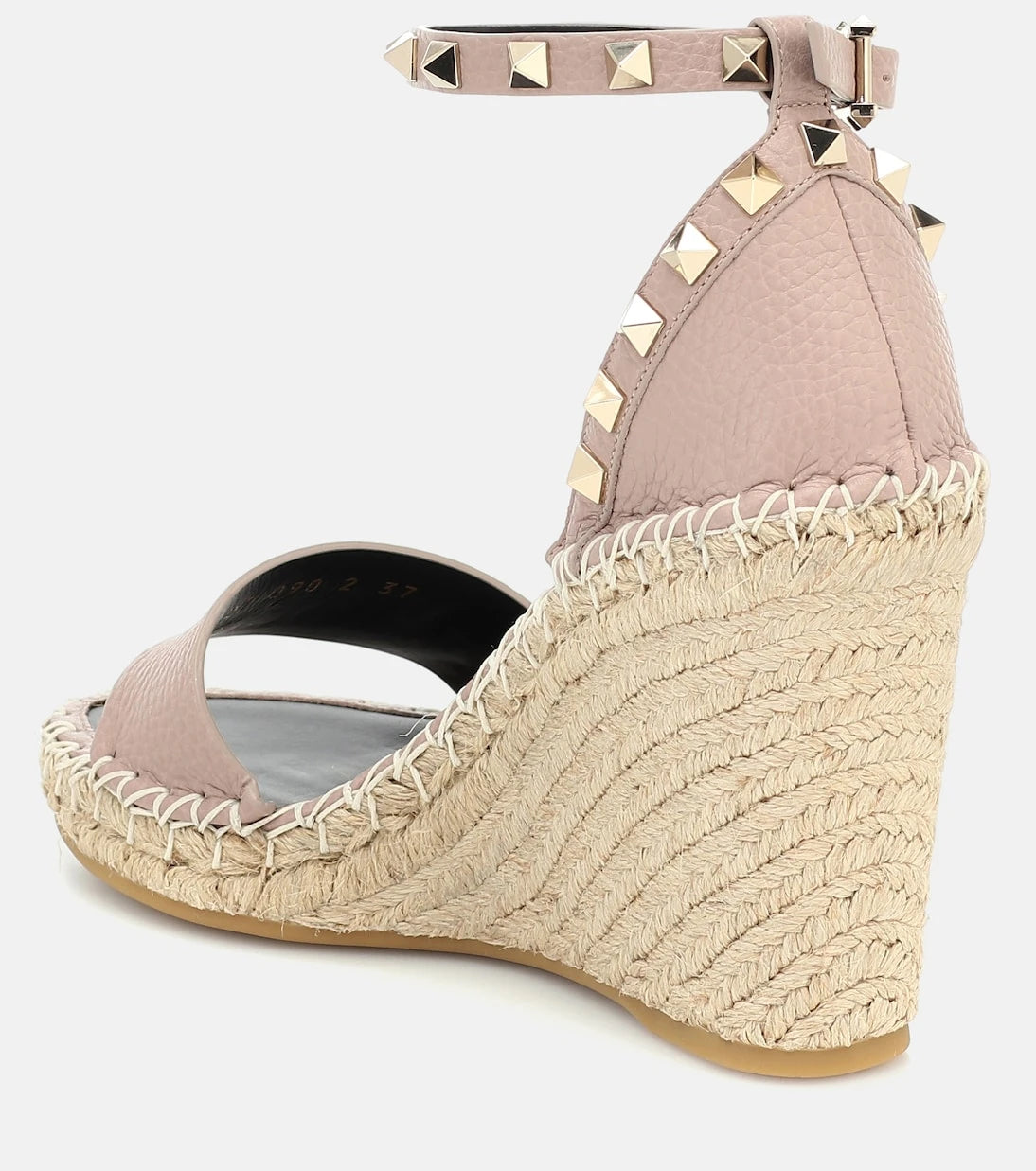Valentino Garavani - Rockstud Double leather wedge espadrilles