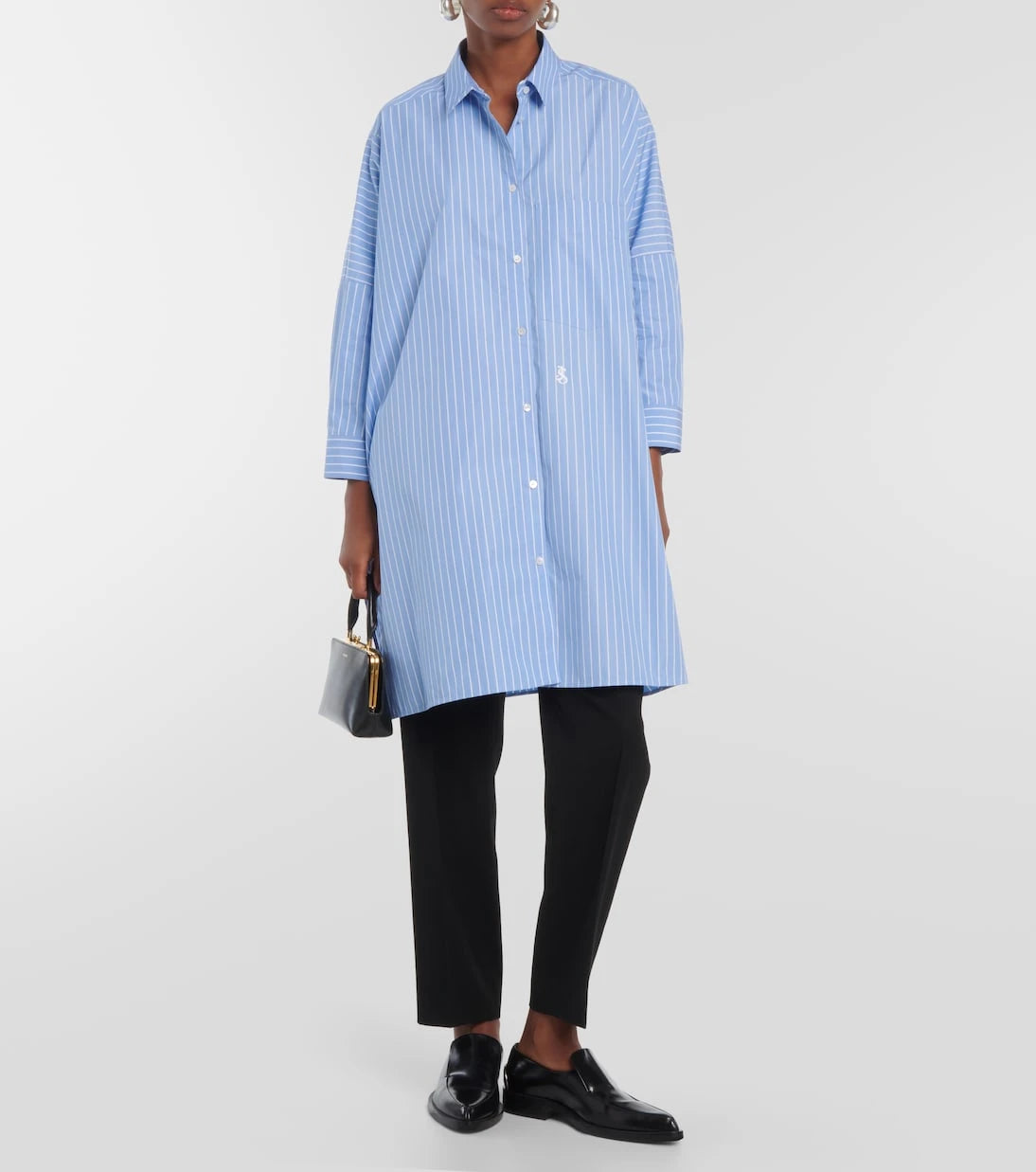Jil Sander - قميص بوبلين قطني مخطط