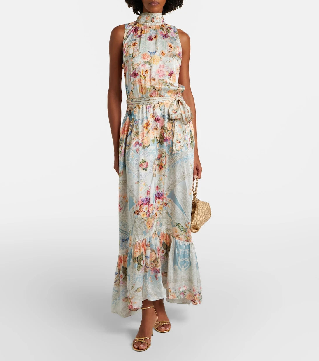 Camilla - Embellished floral silk maxi dress