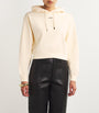 Ivory Cotton Cropped Grosgrain Logo Hoodie
