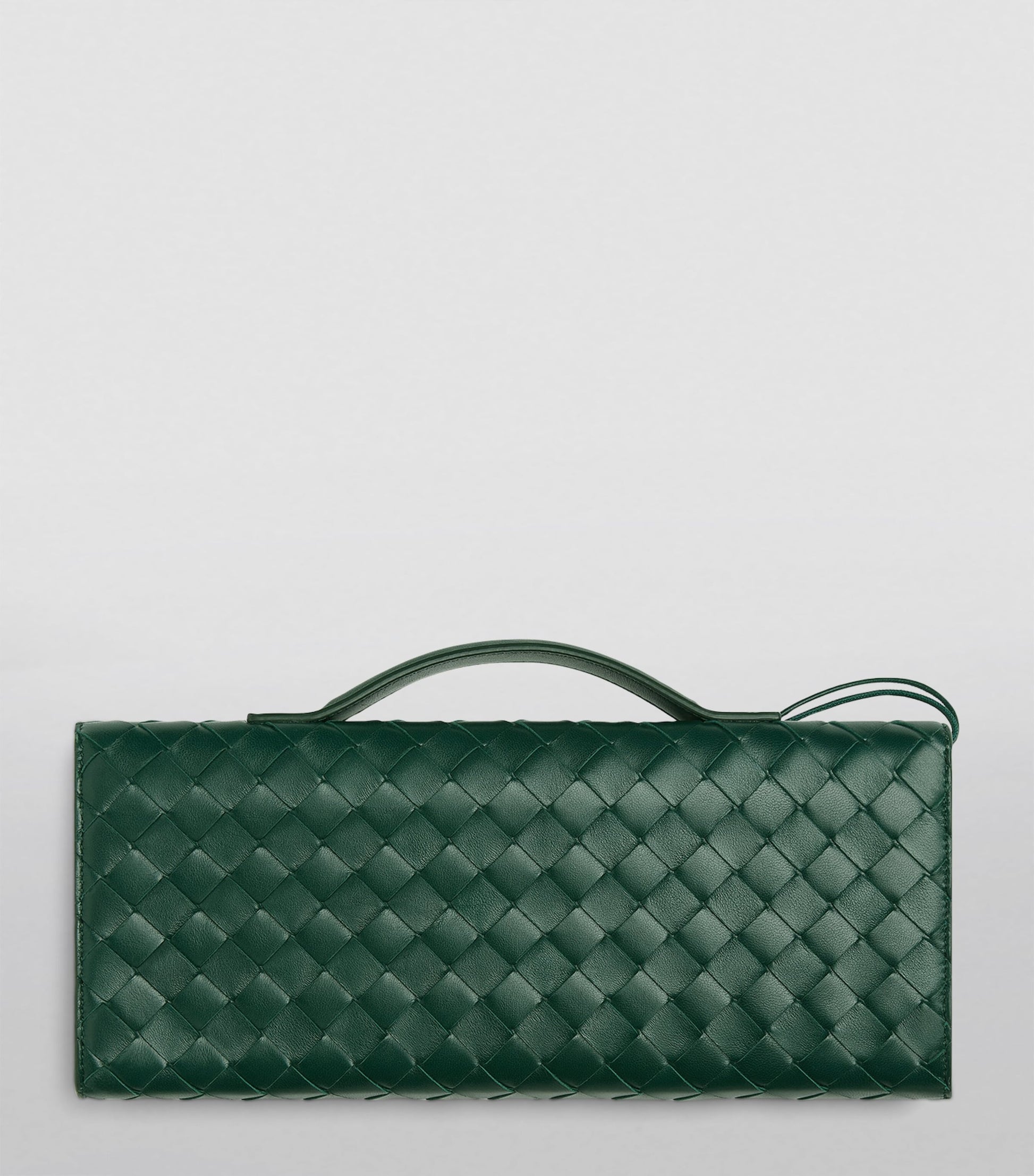 Bottega Veneta Green Small Leather Top-Handle Clutch Bag