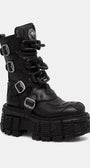 New Rock кубинки дамски от кожа CRUST NEGRO, TANK NEGRO SIN HERRAJES