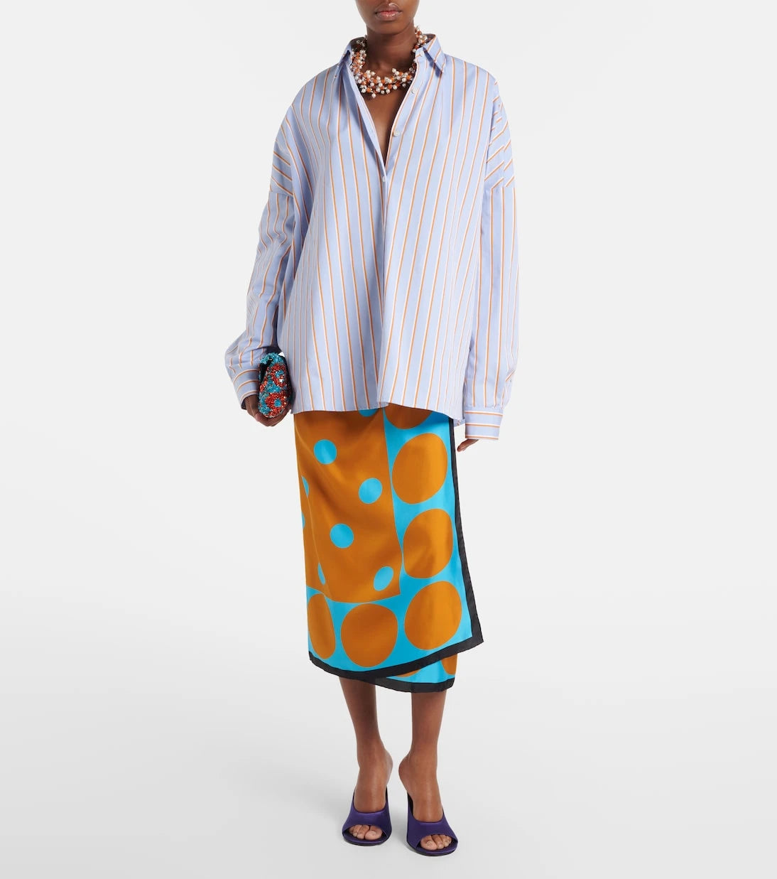 Dries Van Noten - Printed silk wrap skirt