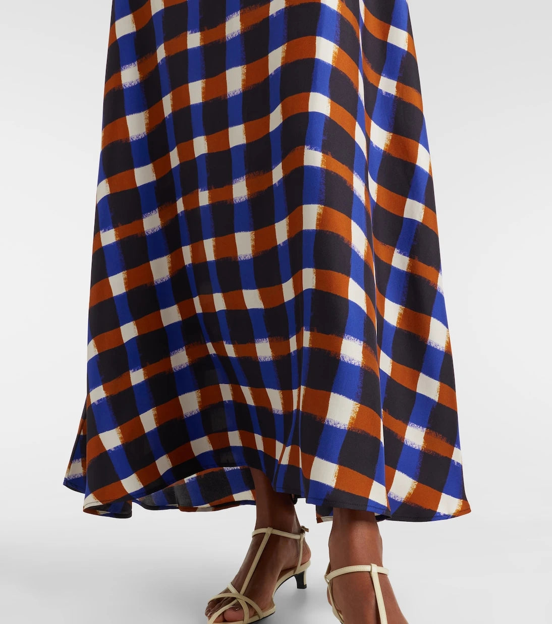 Asceno - Napoli checked silk twill maxi dress