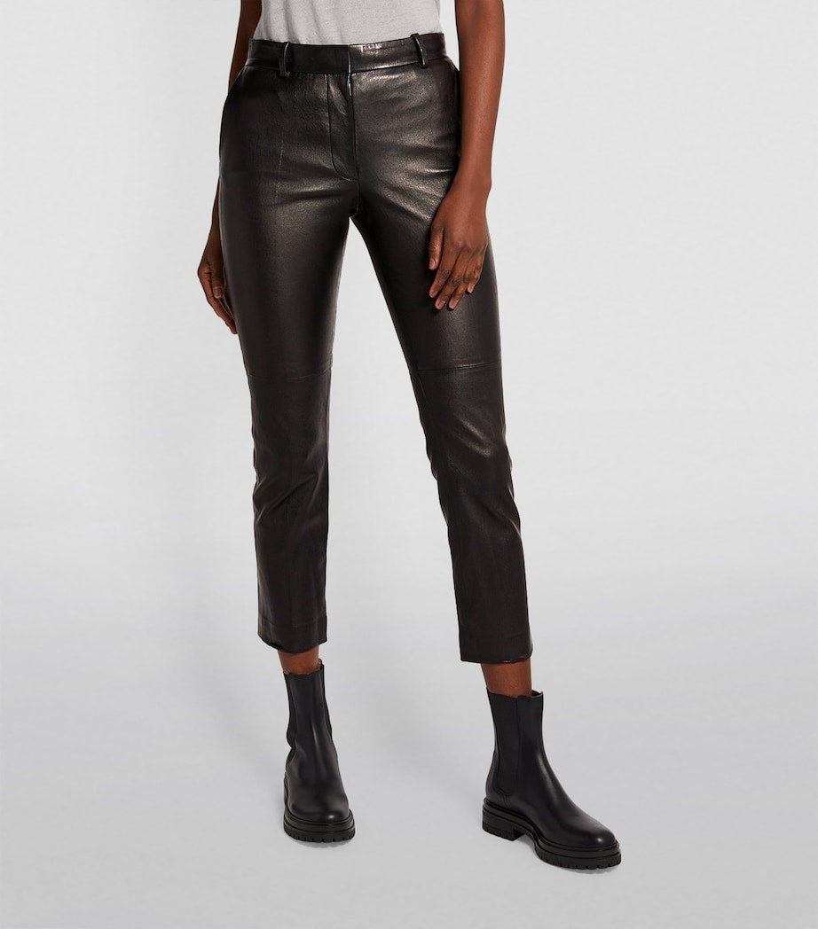 Joseph Black Leather Coleman Trousers