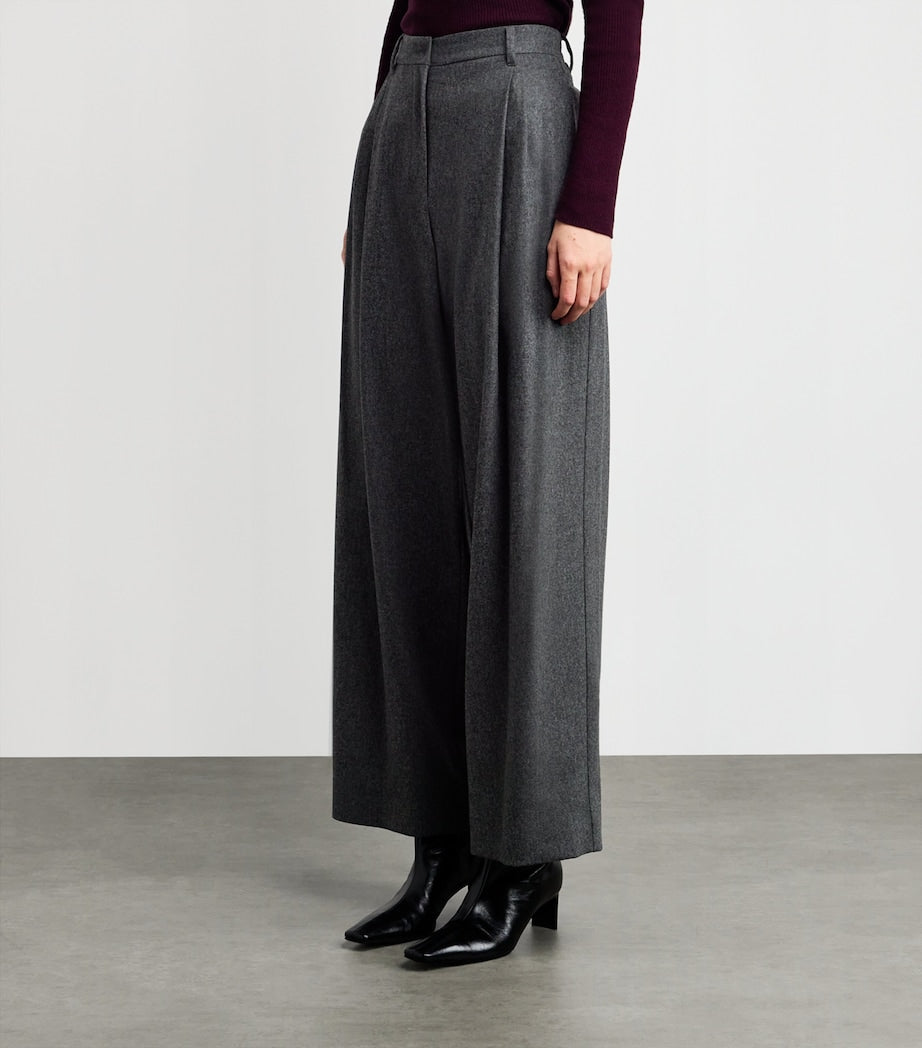 Max Mara Grey Stretch-Wool Flannel Trousers