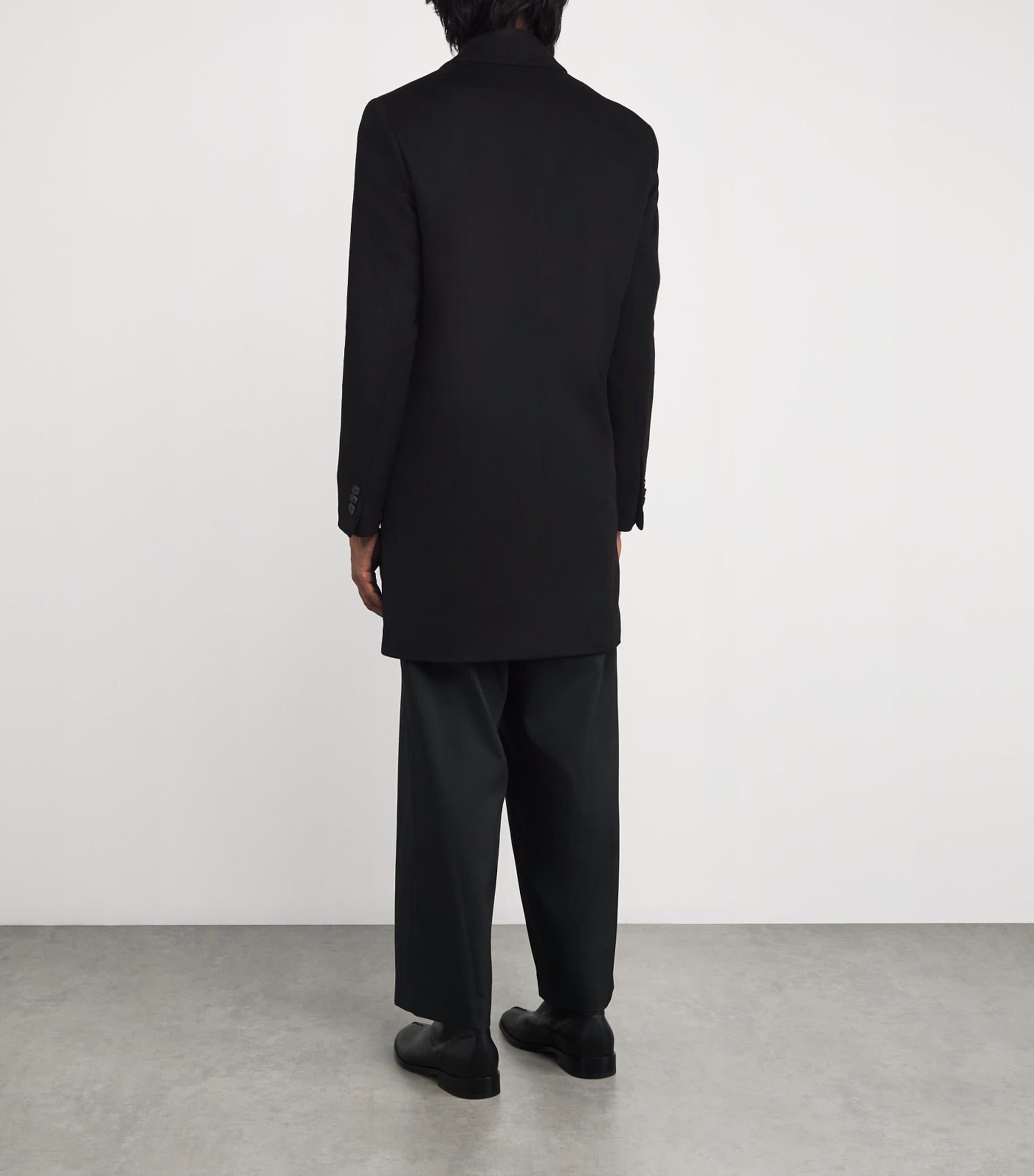 Emporio Armani Black Beaver Cashmere Overcoat