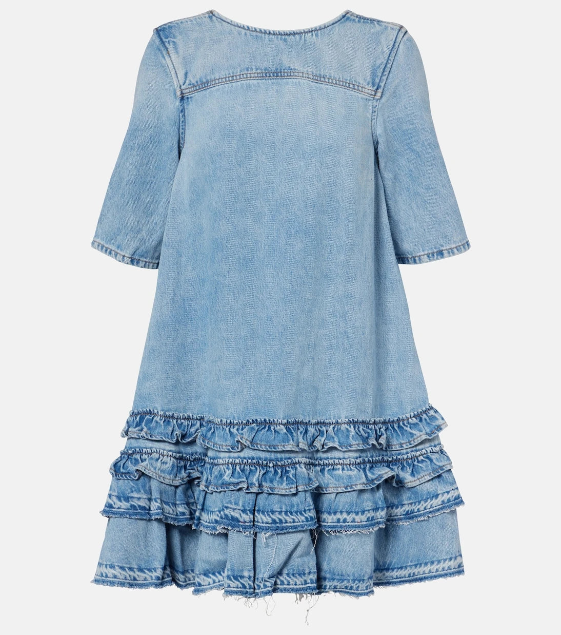 Ganni - Ruffled denim minidress