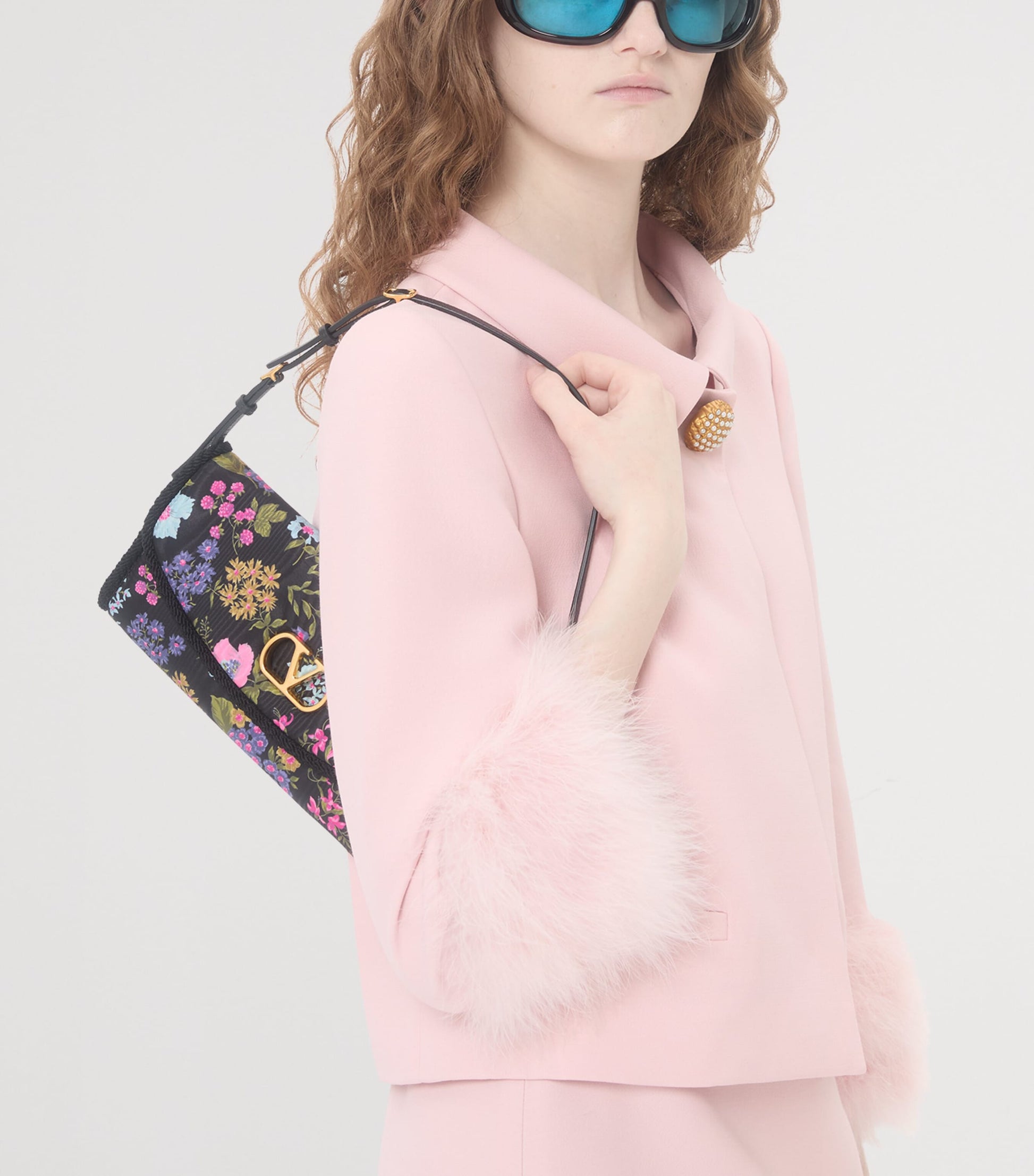 Valentino Garavani Small Moiré Papier Floral Shoulder Bag