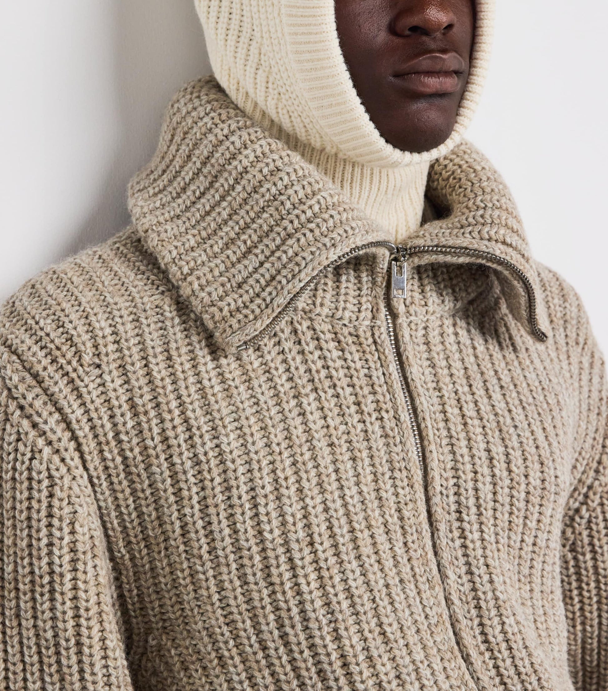 Wool-Blend Knitted Hood
