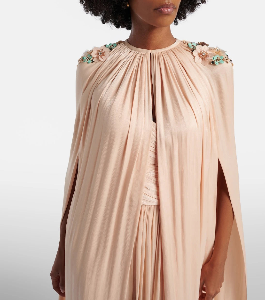 Costarellos - Sireen caped embellished georgette gown