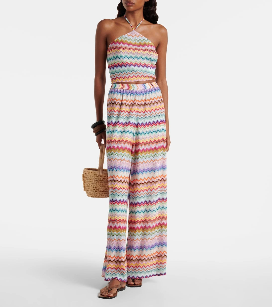 Missoni - Zigzag halterneck lamé crop top