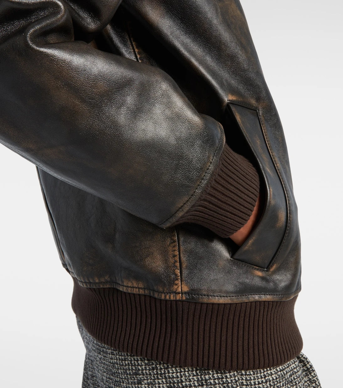 Dolce&Gabbana - Shearling-trimmed leather bomber jacket