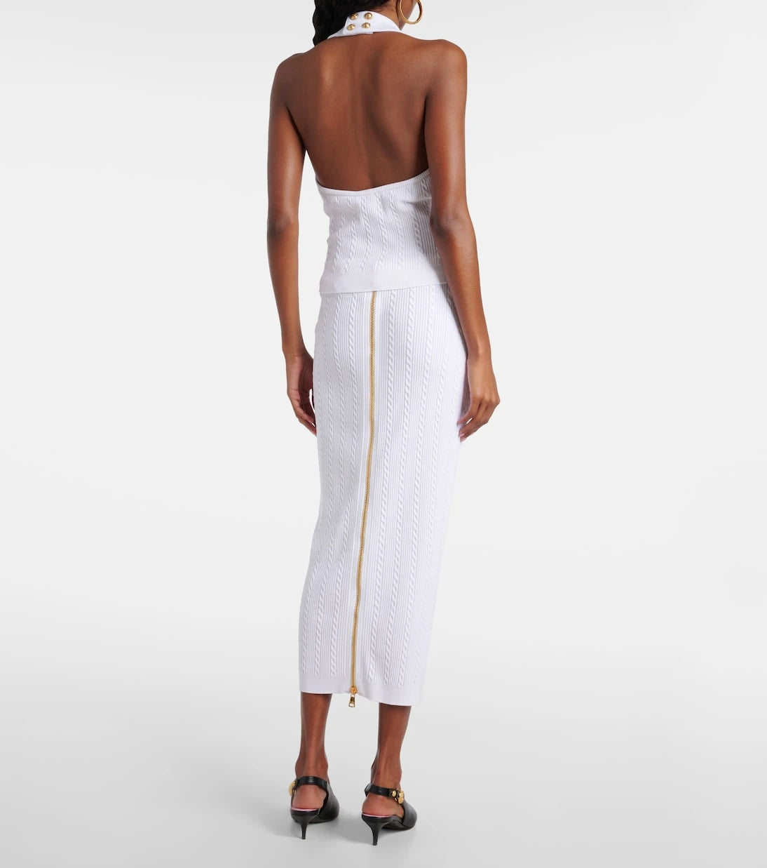 Balmain - Cable-knit halterneck top