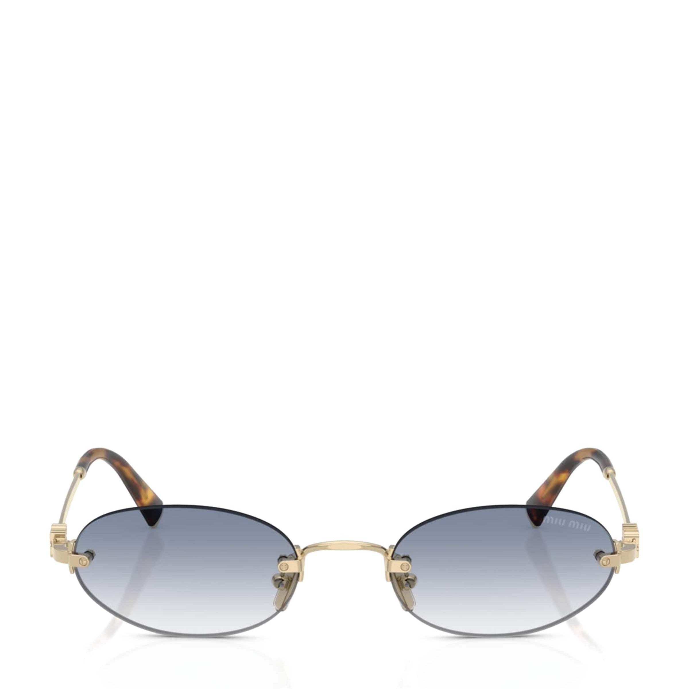 Gold Metal Oval Sunglasses