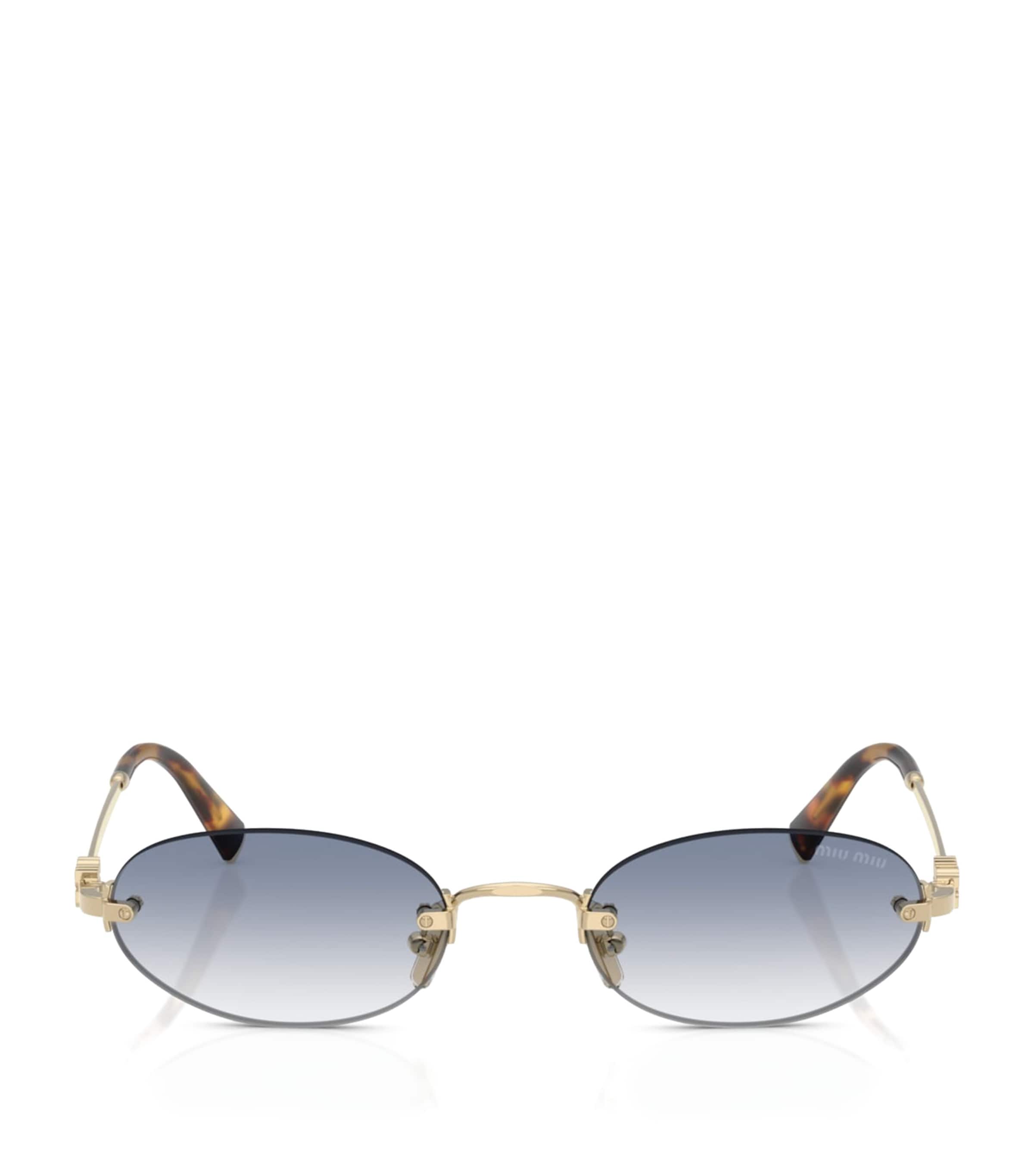 Gold Metal Oval Sunglasses
