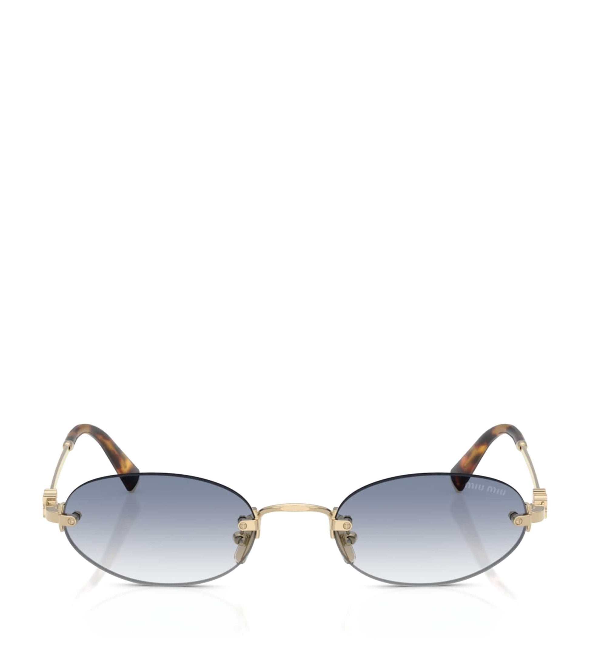 Gold Metal Oval Sunglasses