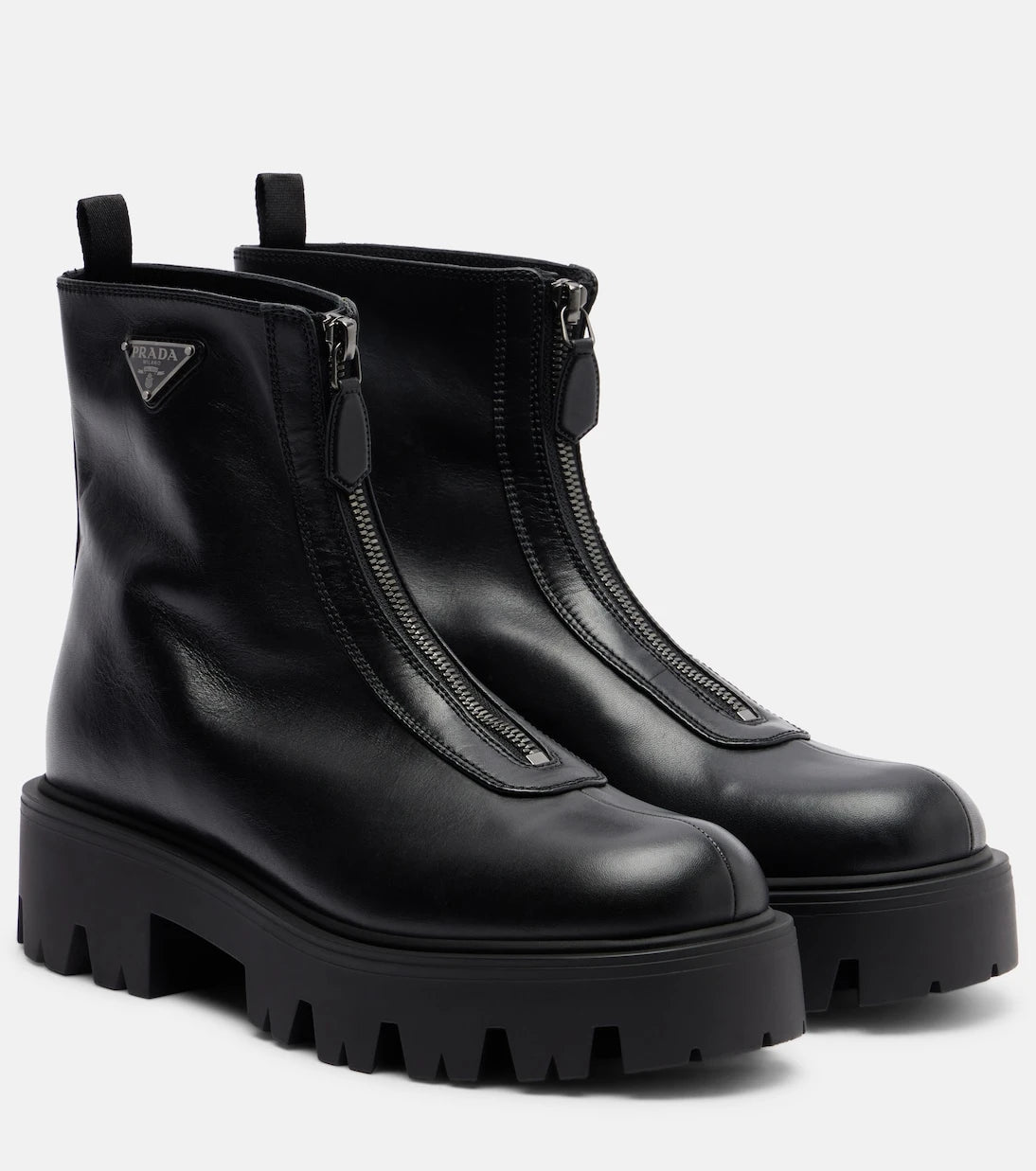 Prada - حذاء الكاحل بنعل سميك من الجلد
