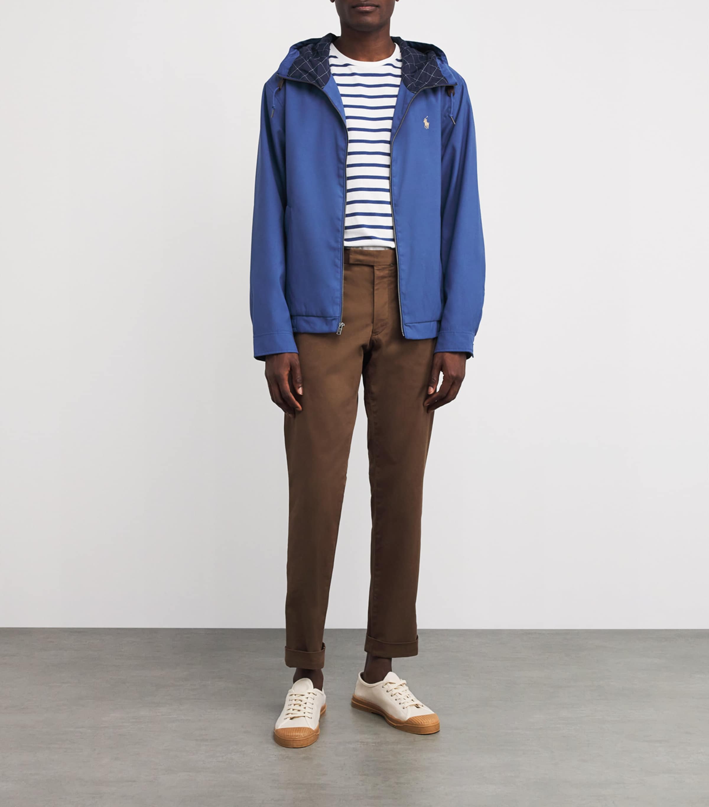 Polo Ralph Lauren Blue Water-Repellent Hooded Harrington Jacket