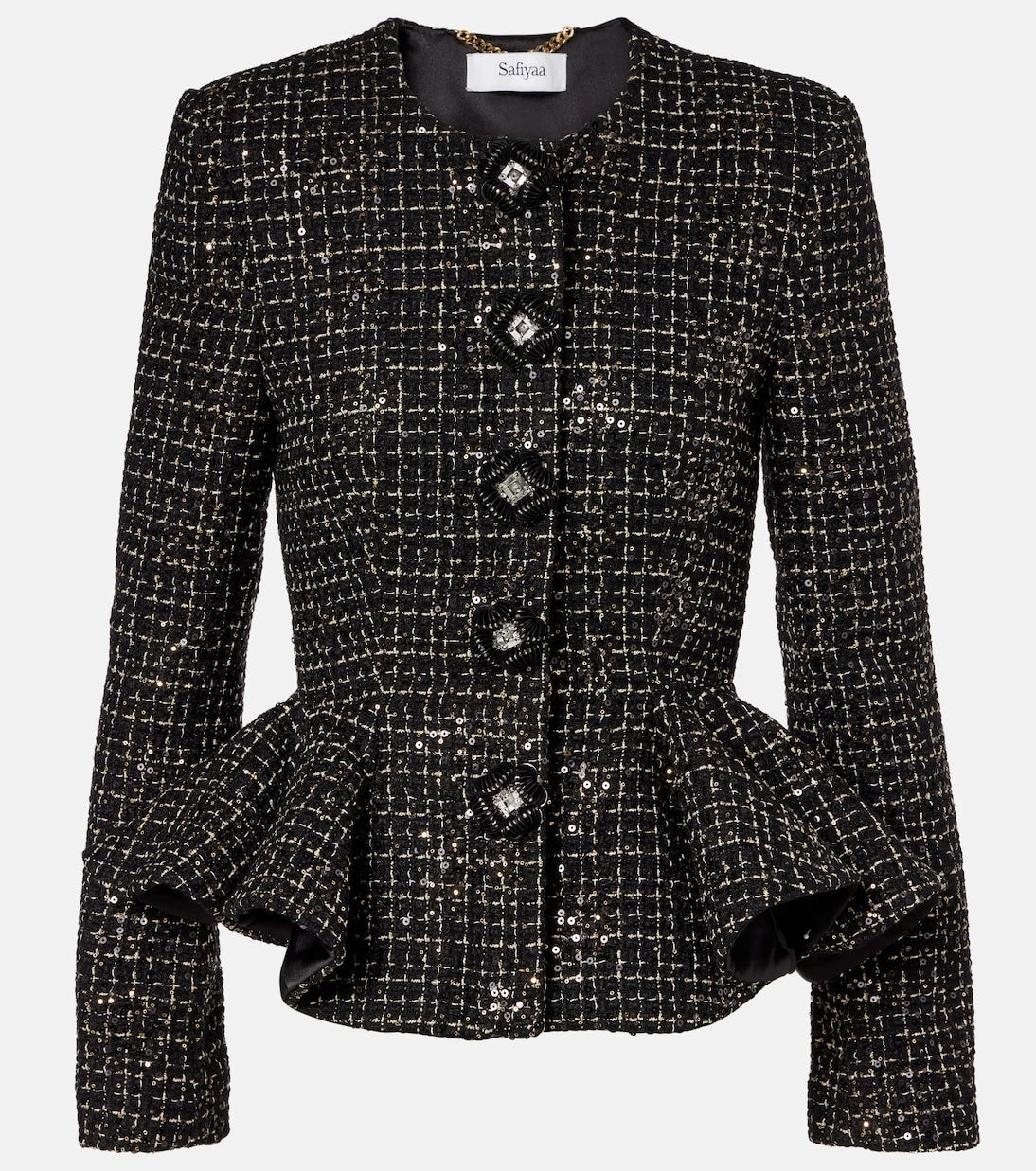 Safiyaa - Tomomi sequined peplum tweed jacket