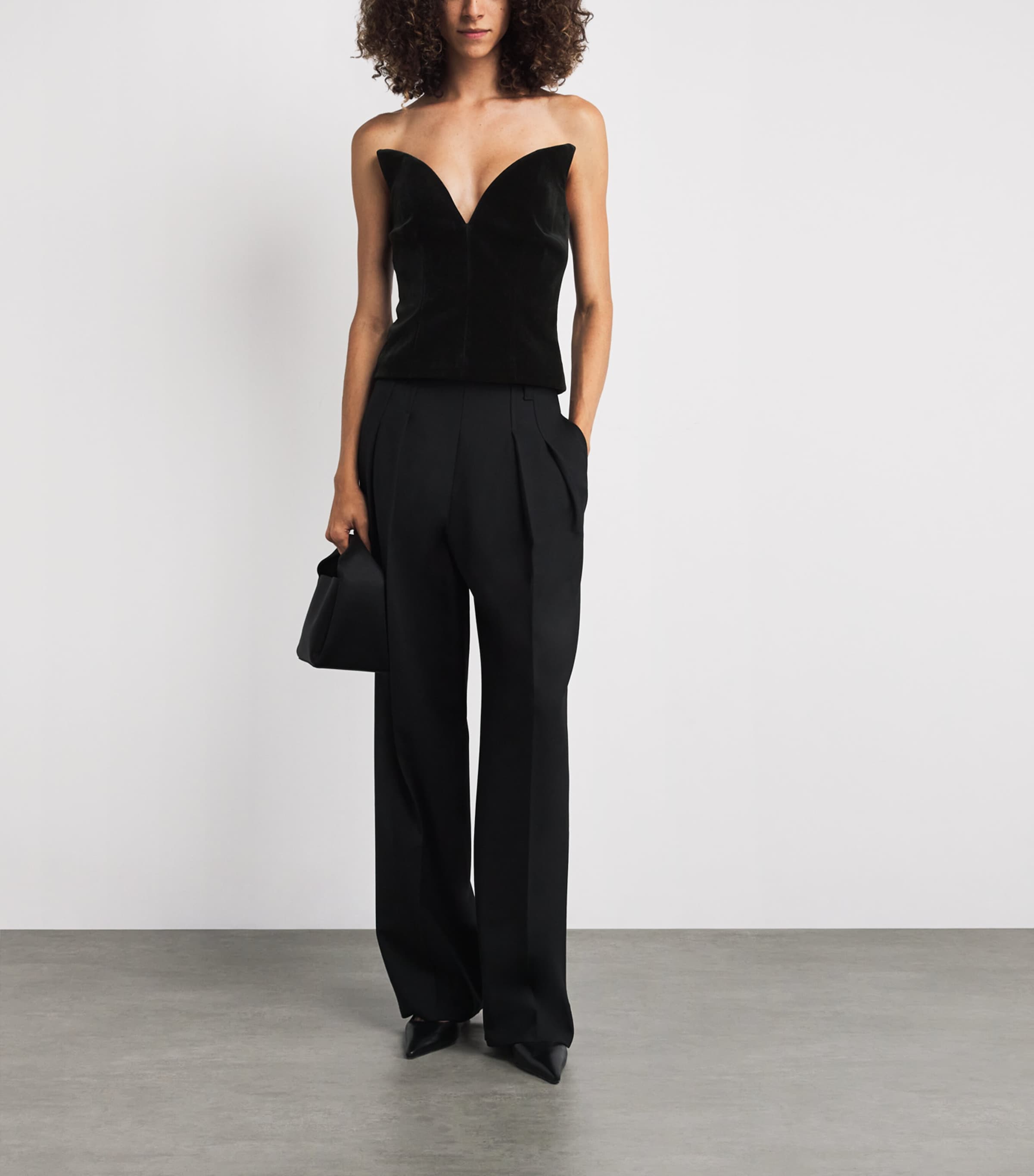 Roland Mouret Black Velvet Corset Top