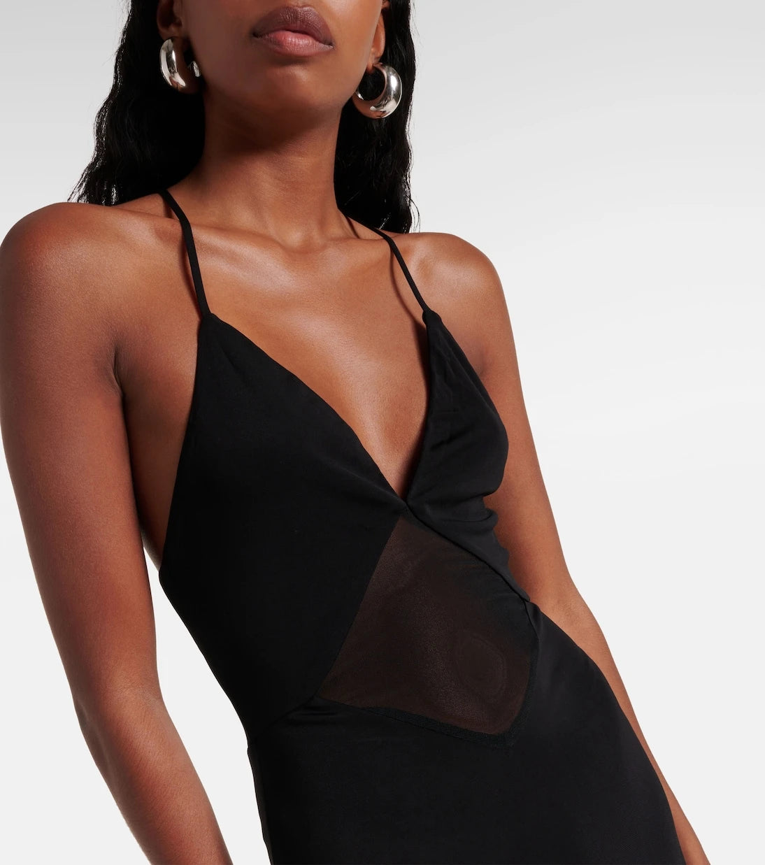 Staud - Fleur mesh-paneled jersey gown