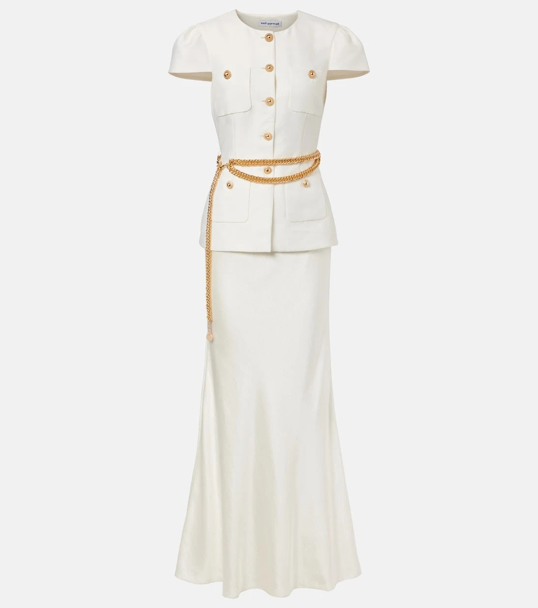 Self-Portrait - Belted taffeta maxi dress