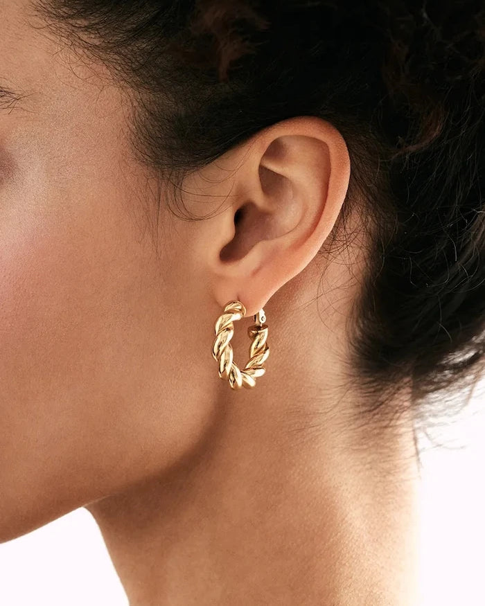 Pozlanmış gümüşten kadın küpeleri Mini milan gold Earrings