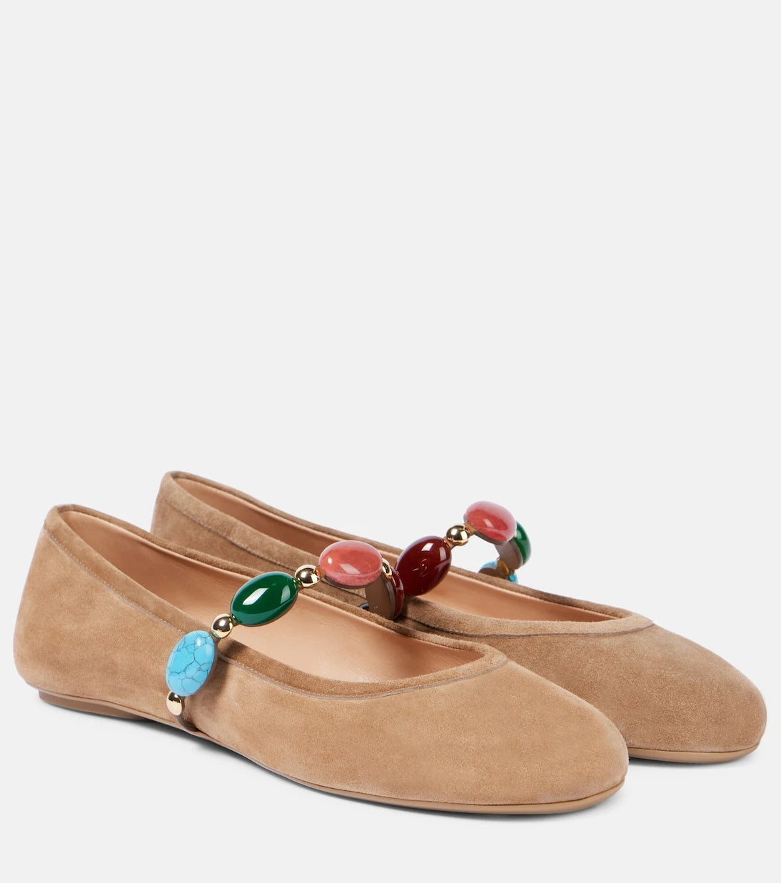 Gianvito Rossi - Shanti embellished suede ballet flats