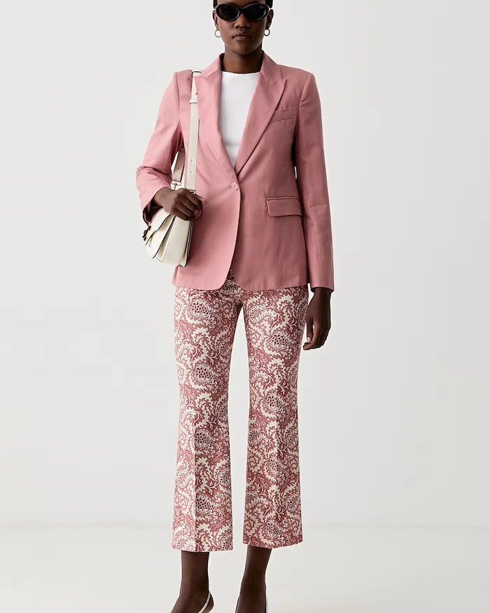 Weekend Max Mara kadın tek düğmeli keten karışımlı ceket ORCHE