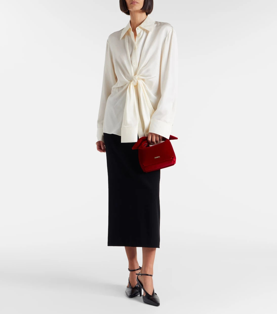 Aquazzura - Bow Tie Small velvet tote bag