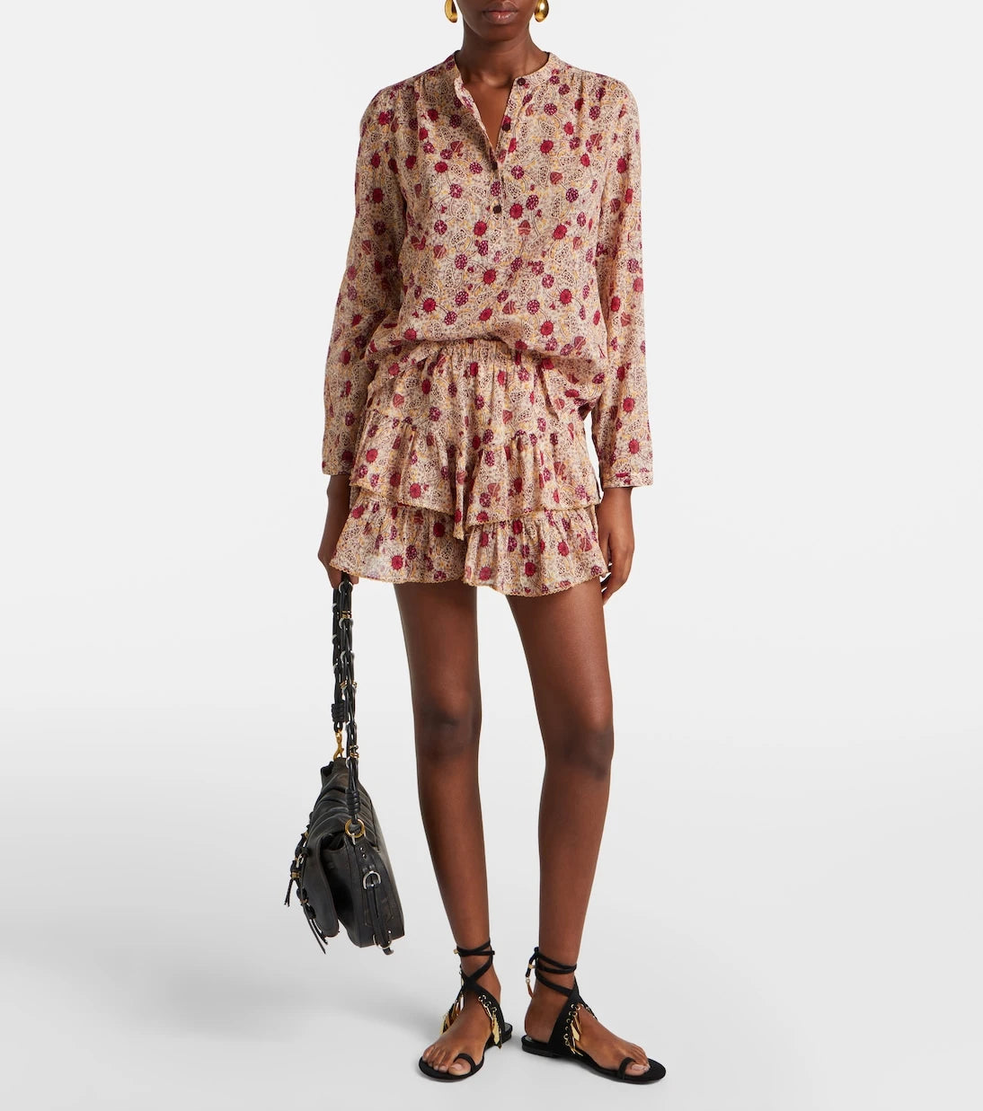 Marant Etoile - Jocadia floral ruffled cotton shorts