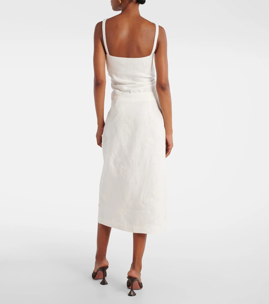 SIR - Alessandra embroidered linen midi skirt