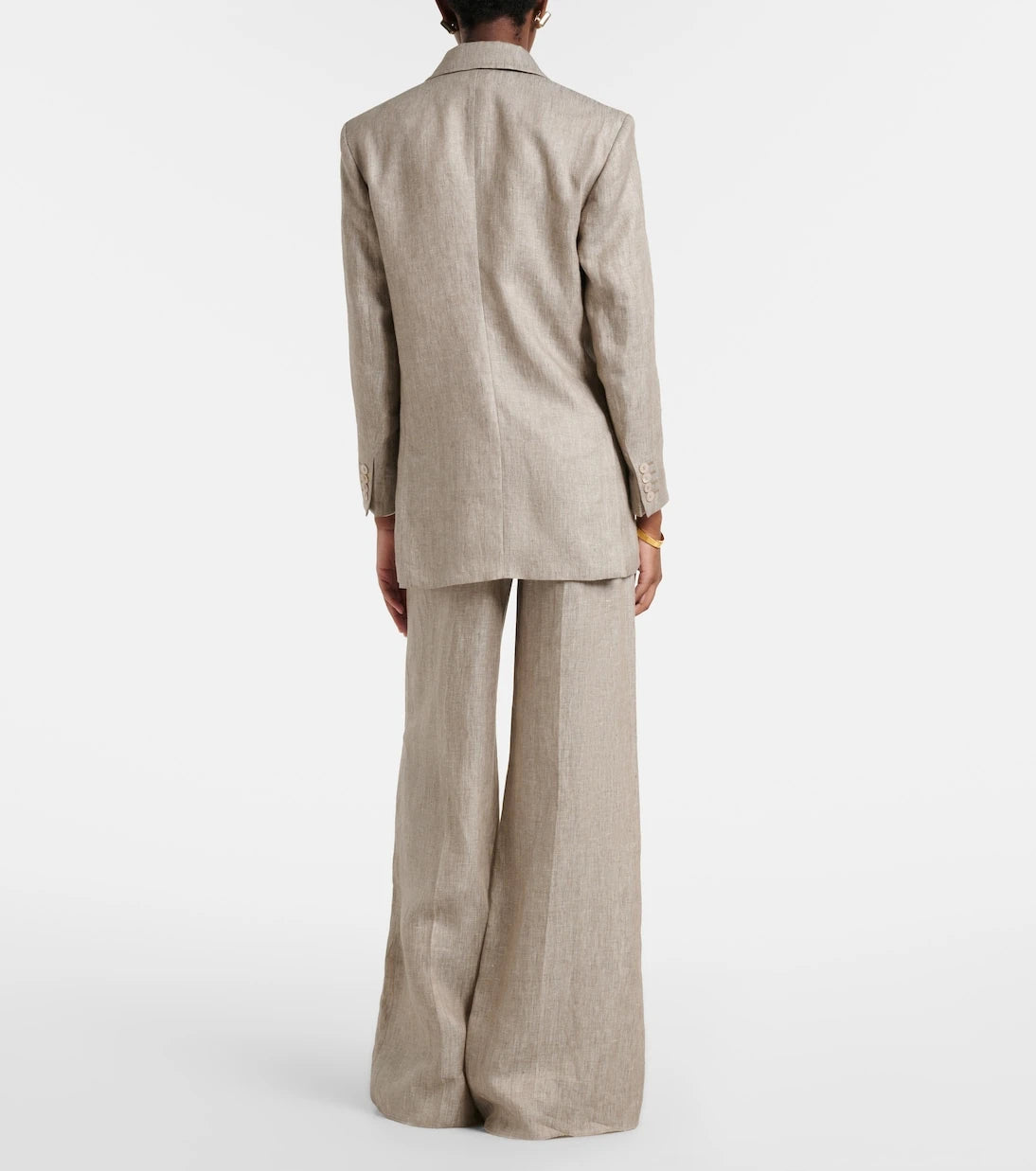 Max Mara - Deserto herringbone linen wide-leg pants